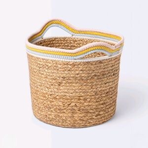 Cloud Island Natural Woven Round Storage Bin with Coiled Rope Handle